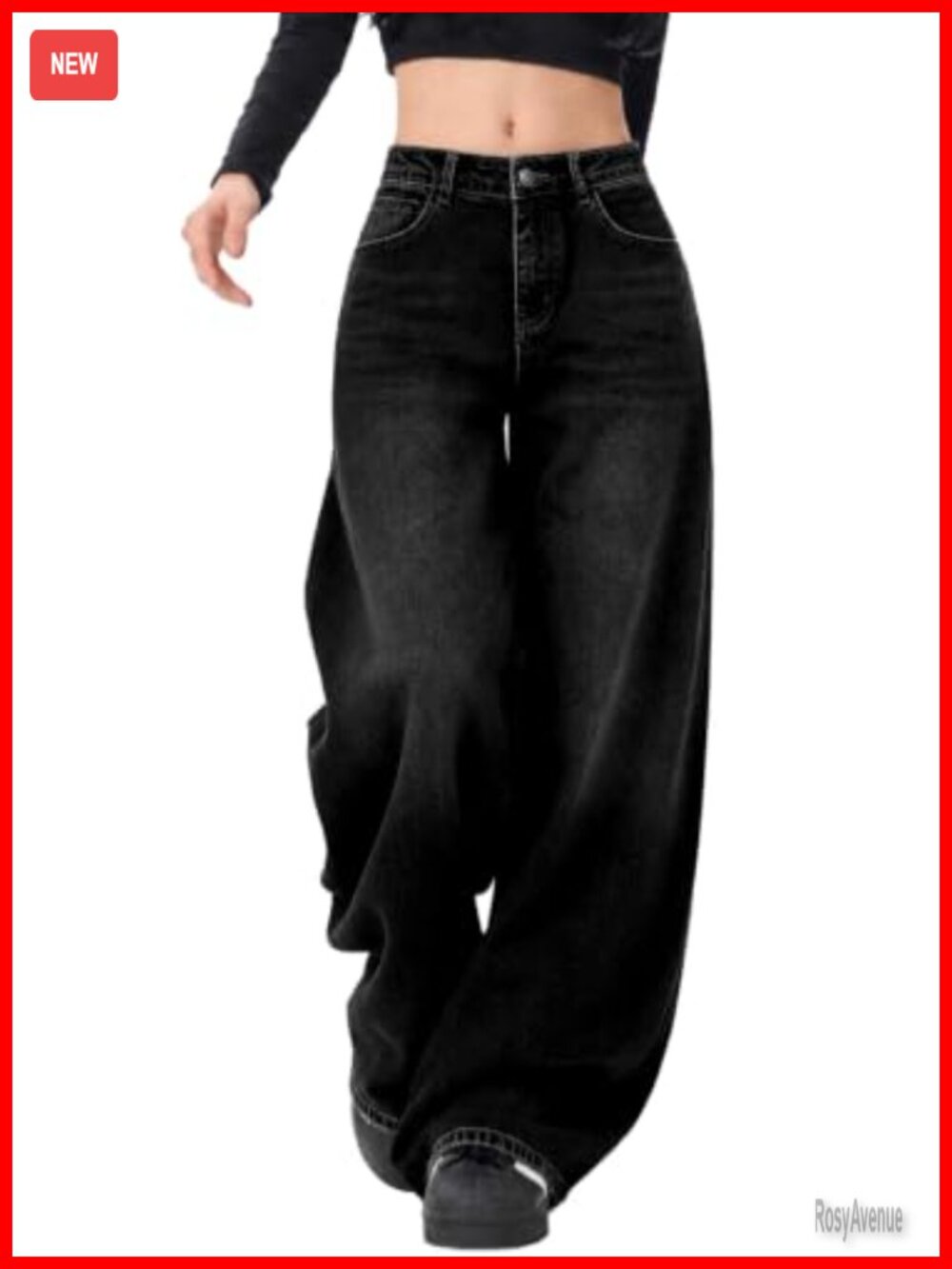 Women's Low Rise Baggy Wide Leg Stretch Denim Jeans Boyfriend Fit